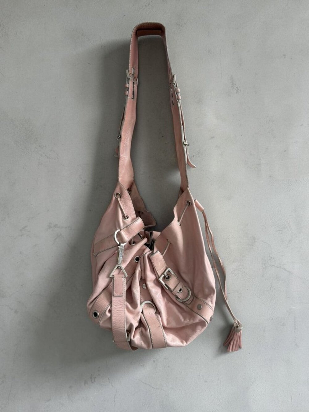 GIVENCHY  Pink Leather Moto Buckle Leather Shoulder Bag w/ Dustbag
